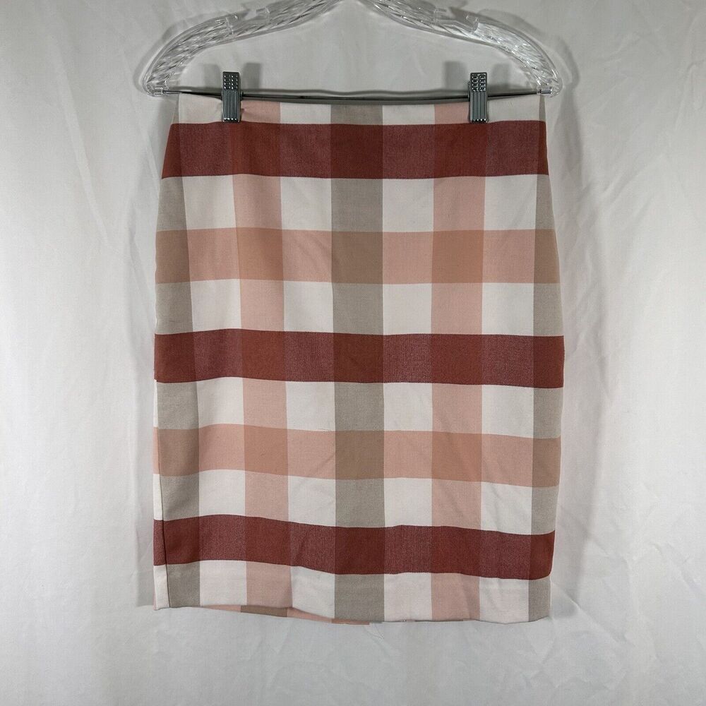 Ann Taylor Skirt Women's 4 Red Pink Plaid Above the Knee Zip Back